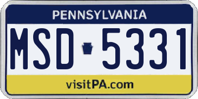PA license plate MSD5331