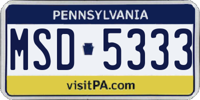PA license plate MSD5333