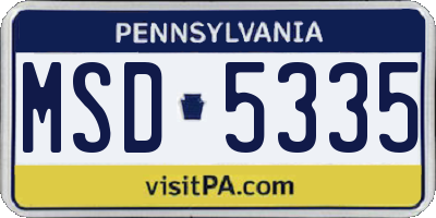 PA license plate MSD5335