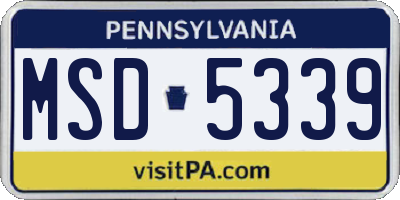 PA license plate MSD5339