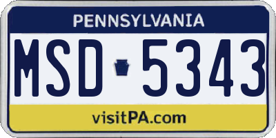 PA license plate MSD5343