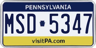 PA license plate MSD5347