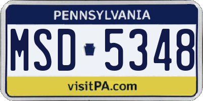 PA license plate MSD5348