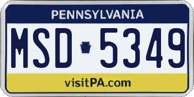 PA license plate MSD5349