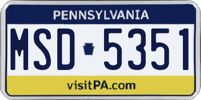 PA license plate MSD5351