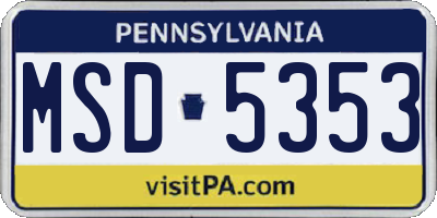 PA license plate MSD5353