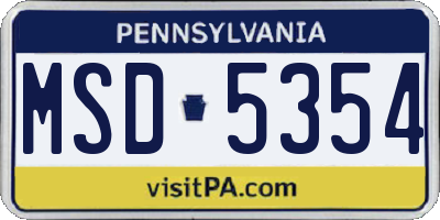 PA license plate MSD5354