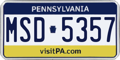 PA license plate MSD5357