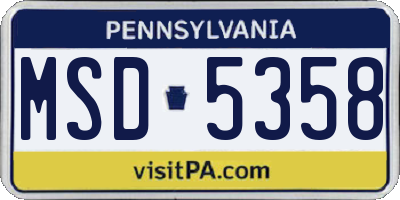 PA license plate MSD5358