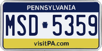PA license plate MSD5359