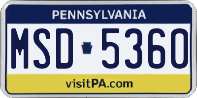 PA license plate MSD5360