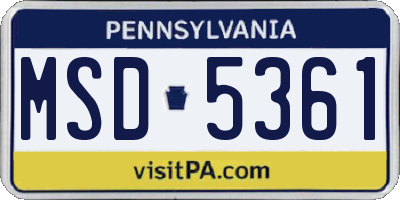 PA license plate MSD5361