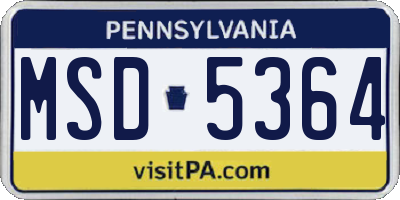 PA license plate MSD5364
