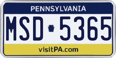 PA license plate MSD5365