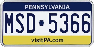PA license plate MSD5366
