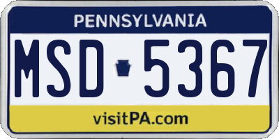 PA license plate MSD5367