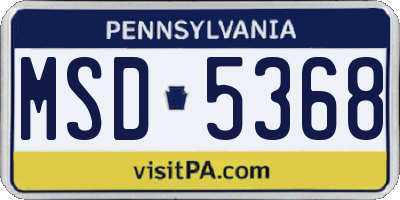 PA license plate MSD5368