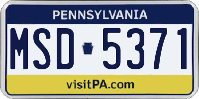 PA license plate MSD5371