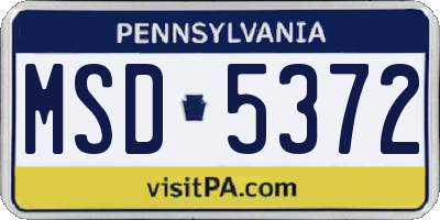 PA license plate MSD5372
