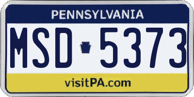 PA license plate MSD5373