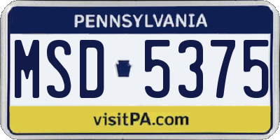 PA license plate MSD5375