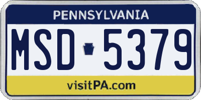 PA license plate MSD5379