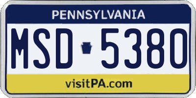 PA license plate MSD5380