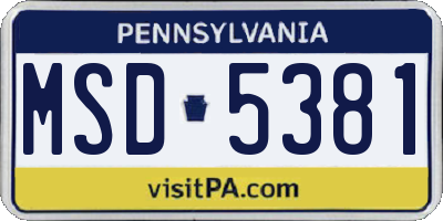 PA license plate MSD5381