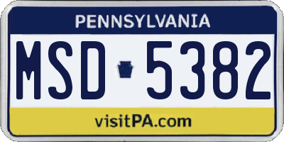 PA license plate MSD5382