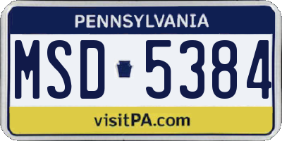 PA license plate MSD5384