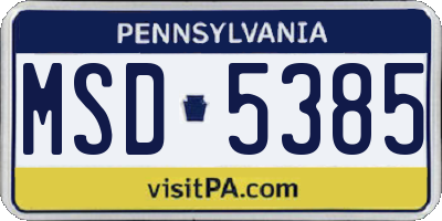 PA license plate MSD5385