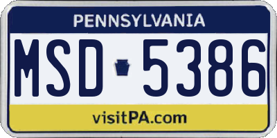 PA license plate MSD5386