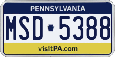 PA license plate MSD5388