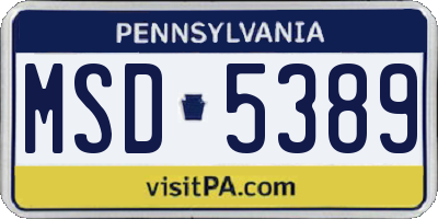 PA license plate MSD5389