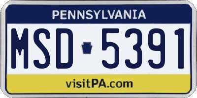 PA license plate MSD5391