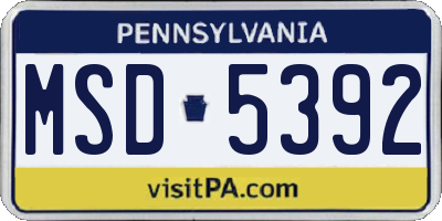 PA license plate MSD5392
