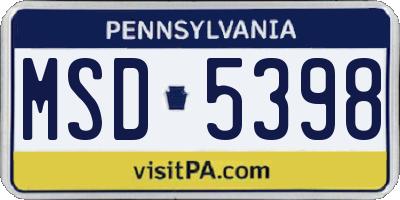 PA license plate MSD5398