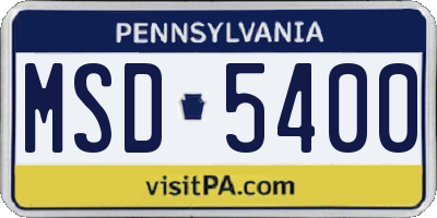 PA license plate MSD5400