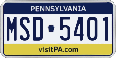 PA license plate MSD5401