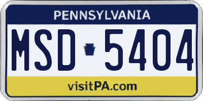 PA license plate MSD5404