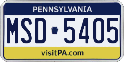 PA license plate MSD5405