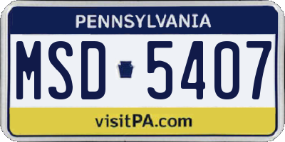 PA license plate MSD5407