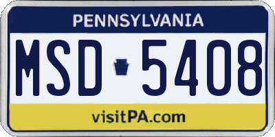 PA license plate MSD5408