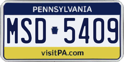 PA license plate MSD5409