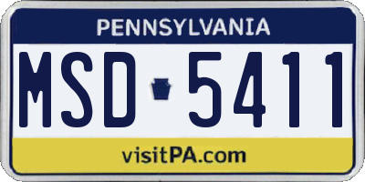 PA license plate MSD5411