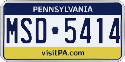PA license plate MSD5414