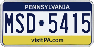 PA license plate MSD5415
