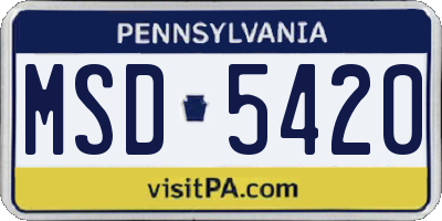 PA license plate MSD5420