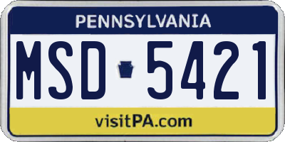 PA license plate MSD5421