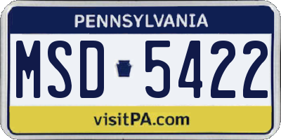PA license plate MSD5422